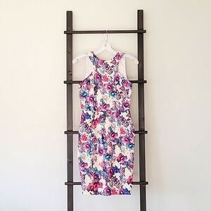 Paper Dolls cream with floral design pencil dress with open back & slit, size 2